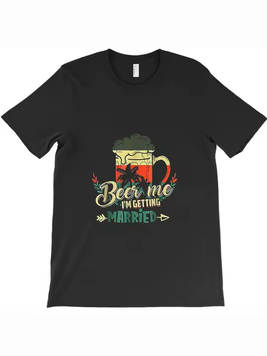 Camiseta de Boda de Padrino Cómoda de Cuello Redondo y Manga Corta Material de Algodón - 1