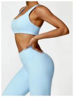 Conjunto de Yoga para Mujer de Cintura Alta Secado Rápido para Correr Fitness 2 Piezas Traje Deportivo sin Mangas de Nylon con Lining - details 19