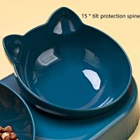 Cuencos para Mascotas 3 en 1 Diseño de Oreja Inclinada Juego de Cuencos para Agua y Comida para Gatos Botella de Agua Gravitacional para Protección del Cuello - details 2