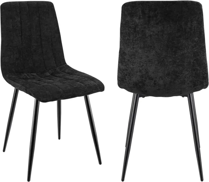 Pack de 4 Sillas de Comedor, Sillas Tapizadas con Tela de Lino y Patas de Metal Negro, Diseño a Cuadros, Sillas de Comedor para Comedor Sala de Estar Dormitorio Cocina Salón Recepción, Beige - 1