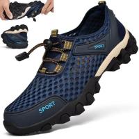 Botas de senderismo de malla para hombre, calzado deportivo de montañismo, transpirables, ligeros, antideslizantes, informales, para exteriores, verano - details 2