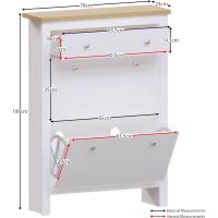 Vida Designs Zapatero Arlington, Madera de ingeniería, Blanco y Roble, H 108 x W 78 x D 24 Cm. - details 2