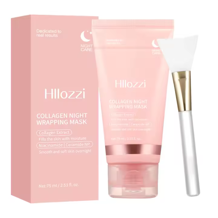 Mascarilla de colágeno para la noche con cepillo de gelatina, mascarilla de tratamiento nocturno hidratante profunda para todo tipo de piel - 1