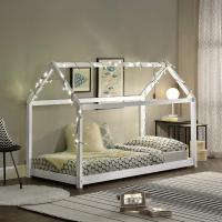 Cama para niños de Madera 206x98x142cm Cama Infantil Forma de casa Blanco Mate - details 3
