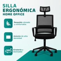 Silla de Oficina Ergonómica Ajustable Transpirable, Soporte Lumbar, Reposacabezas Ajustable, Ruedas Giratorias 360° Soporte hasta 100kg Azul - details 26