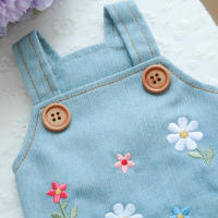 Ropa De Mascota 1PC Primavera Otoño Falda De Denim Con Flores Y Suspensión Para Perros De Tamaño Pequeño Y Medio - details 15