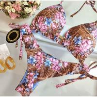 Conjunto de Bikini Push Up Estampado Brasileño Traje de Baño de Playa con Cintura Baja sin Aros - details 11