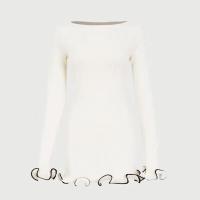 Mini Vestido de punto para mujer, suéter delgado de Color de contraste de hongos, ropa de fiesta femenina - details 3
