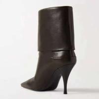 2024 Botas de ante occidentales de otoño con tacón de aguja minimalista y tacón de gatito con logotipo para mujer - details 6