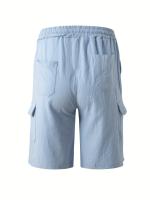 Pantalones cortos Cargo de lino con múltiples bolsillos para hombre, pantalones cortos con cordón de cintura a la moda para exteriores - details 22