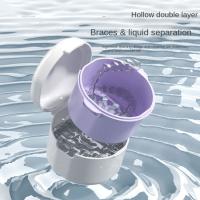 Caja de limpieza para cuidado bucal de doble capa, contenedor para protector bucal, estuche de almacenamiento Dental, estuche de baño para dentadura postiza - details 10