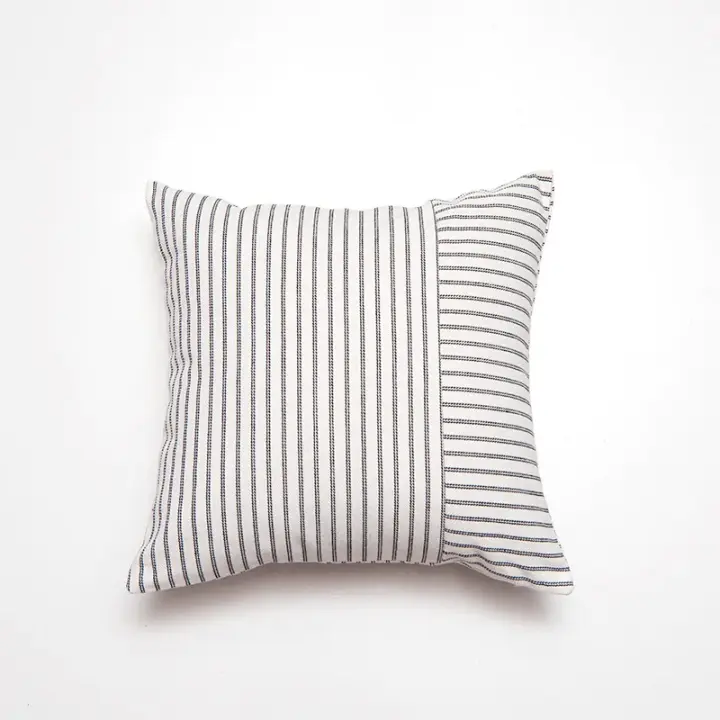 Funda de cojín de retales de rayas finas de algodón y poliéster, funda de almohada de lujo ultrasuave, decoración de sofá - 1