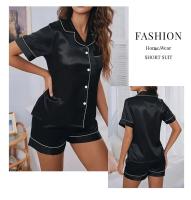 Conjunto de pijamas de satén para mujer, Tops y pantalones cortos con botones, traje de pijama de 2 piezas, ropa de dormir para mujer, ropa de descanso para verano - details 8