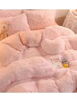 Conjunto de Cama de Terciopelo de Mink de Lujo para Otoño-Invierno Funda de Edredón de Reina, Sábanas, Almohadas Rosa de Alta Calidad - details 7