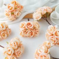 6 uds flor Artificial de seda pequeña rosa DIY boda novia sosteniendo accesorios de flores hogar dormitorio florero decoración corona de Navidad - details 1