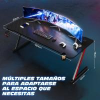 Mesa de Juegos Gamer Z Ergonómica Fibra de Carbono Negro 120 x 60 cm Ideal para Ordenador con Soporte para Auriculares - details 22