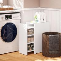 Armario de baño estrecho con cajón deslizante y ruedas, mueble de baño con 3 compartimentos, mueble auxiliar para espacios pequeños, 47x30x66,5 cm, blanco - details 7