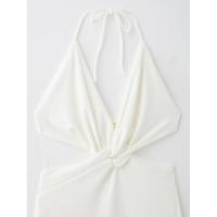 Vestido playero elegante con cuello halter en V profundo para mujer, estilo personalizado, nuevo. - details 3