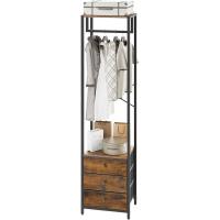 Perchero con cajón no tejido, organizador de armario alto independiente, cómoda de pie para dormitorio, salón, entrada, 39 x 29 x 179 cm, color negro HGR001B - details 9