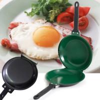 Sartén redonda con tapa para tortillas con mango largo, sartén plegable de doble cara, sartén antiadherente para hacer tortitas, jamón - details 1