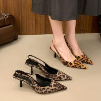 Nuevo nicho retro de gama alta con estampado de leopardo tacones altos temperamento elegante tacón fino sandalias puntiagudas - details 40
