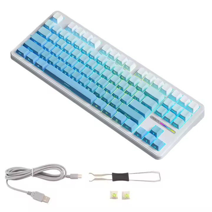 Aula-Teclado mecánico inalámbrico F87pro, accesorio de 87 teclas, intercambio en caliente, Bluetooth, 3 modos, PBT, para juegos de ordenador, B - 1