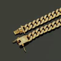Collar de cadena para perro con diamantes de imitación, Collar de Metal de oro fuerte con eslabones cubanos, Collar de lujo con diamantes para cachorro y gato, accesorios de joyería para perro - details 13