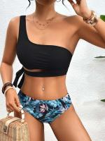 Conjunto de bikini de un hombro, trajes de baño, trajes de baño, ropa de playa sexy 2025 con relleno suave para mujer - details 21