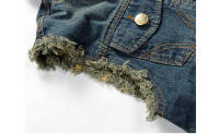 Chaleco vaquero informal para hombre con estilo de cuello, ajustado, sin mangas, rasgado, moda Hip Hop, Material exterior de algodón - details 5