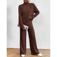 Conjuntos de dos piezas a la moda para mujer, tops y pantalones informales con cuello alto para mujer - details 7