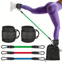 Juego de 5 bandas apilables de resistencia para pies con manguitos, bandas de ejercicio de tensión media para piernas - details 0