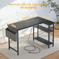 Escritorio de Esquina Ordenador 100x70 cm Mesa en Forma L Estantes de Almacenamiento - details 59