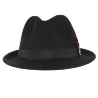 Vintage Black Felt Jazz Hats for Men Women Short Brim Gentleman Soft Trilby Fedora Hat with Feather - details 2