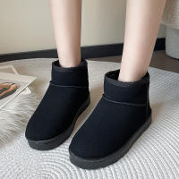 Botas de nieve de ante de vaca para mujer, botines cálidos con felpa gruesa, para clima frío, novedad de invierno, 2023 - details 5