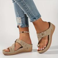 Women Flower Decor Wedge Sandals Casual Loop Toe Platform Sandals Comfortable Summer Sandals - details 8