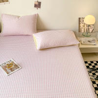 Plaid Style Fitted Sheet Skin-friendly Bed Cover Elastic Bedsheet for Girls Boys Room couvre lit Home Bed Linen(No Pillowcase) - details 3