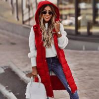 Chaleco de algodón medio largo con abrigo Chaleco grueso y cálido con cremallera para mujer en invierno - details 5