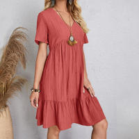 Vestidos de mujer falda suelta mangas cortas informales túnica vestido fluido - details 2