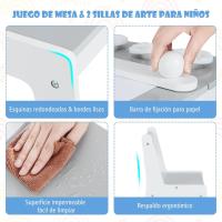 Juego de Mesa y 2 Sillas de Arte para Niños, Escritorio de Juegos y Manualidades 2 en 1 para Niños con Mesa Elevable, Rollo de Papel, Vasos de Pintura y 6 Contenedores (Natural) - details 11