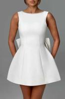 Vestido corto elegante con lazo de perlas y espalda descubierta para mujer, minivestidos bonitos de fiesta sin mangas, negro, blanco, rosa, elegante, noche de cumpleaños Y2K - details 4