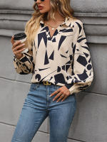Camisa estampada de manga larga con cuello tipo Polo para mujer, jersey de oficina, blusa, ropa superior para mujer, otoño e invierno, 2023 - details 2