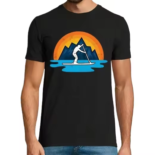 paddleboarding retro atardecer lago reg,Camiseta de Pádel Divertido, ropa para exteriores - 1