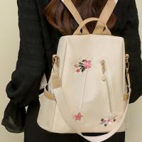 Mochila Portátil Mujer - Estampado Floral Beige, Antirrobo, Gran Capacidad, Impermeable, Bolsillos Prácticos - details 6