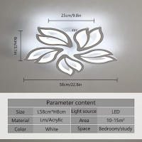 Goeco Lámpara de Techo LED Moderna 45W Regulable en Acrílico con Mando a Distancia 3000-6500K Fuente de Luz Apliques en Acrylic Montaje en Pared - details 2