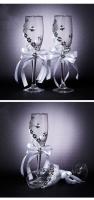 Copas de champán para novio y novia, cinta rosa con copa de diámetro, suministros de boda, decoración, juego de copas de vino - details 2