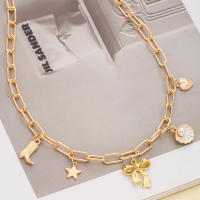 Europea y americana transfronteriza nueva moda clave forma de amor cereza fruta animal marino colgante múltiple chapado en oro collar joyería - details 2