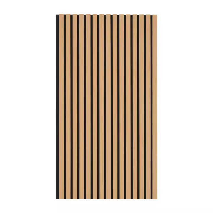 SucceBuy Paneles acústicos de listones de madera, 23,6 x 47,2 pulgadas, decoración moderna de pared interior, reducción de ruido, roble claro - 1