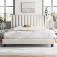 Cama Doble Tapizada 140 x 200cm Estructura de Madera y Metal Moderno Ideal para Adultos 2 Personas - details 18