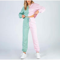 Ropa Deportiva de costura simétrica para mujer, traje de sudadera de dos piezas, traje de moda - details 6