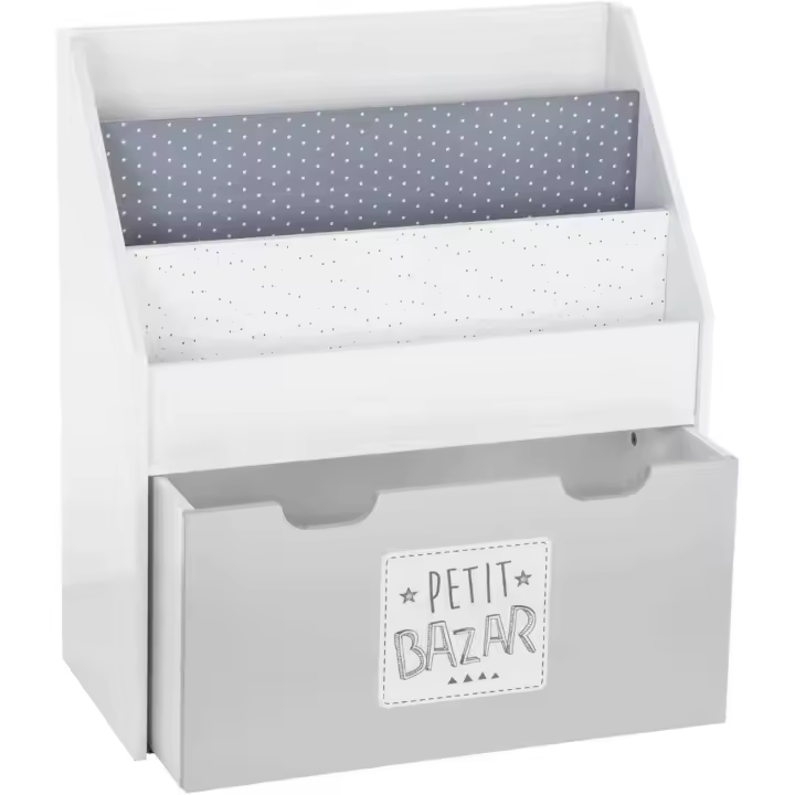 Librería Gris con contenedor con Ruedas L. 625 x l. 30 x H. 70 cm (JJ1044) - 1